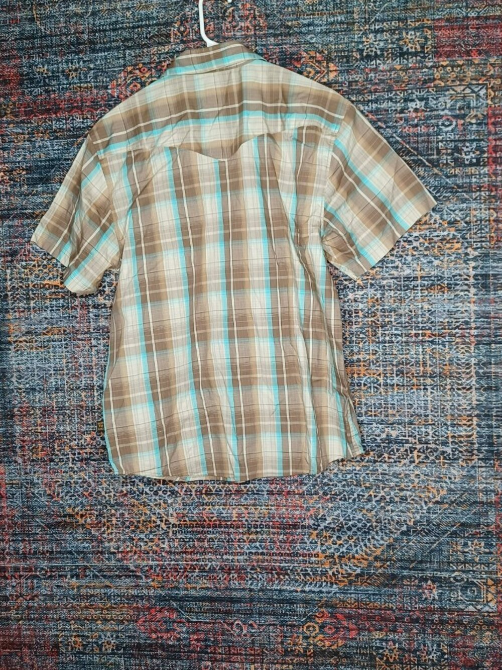 Howler Bros mens brown blue white plaid snap western shirt M EUC - Picture 3 of 10